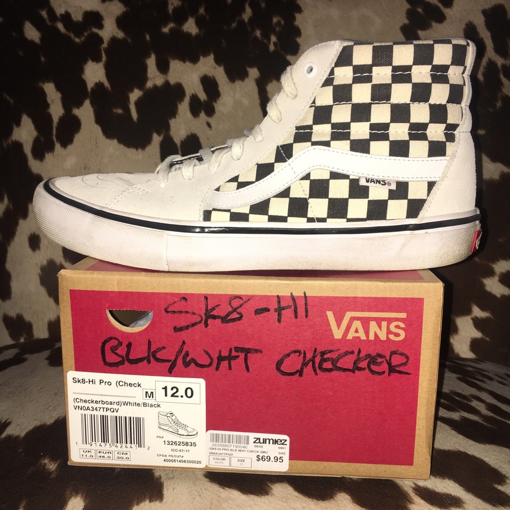 Vans Sk8-Hi Pro Black and White Checkerboard Sneakers